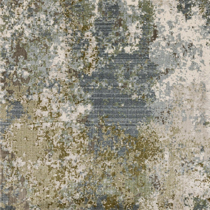 7' X 10' Blue And Green Abstract Area Rug