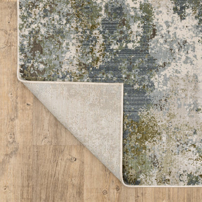 7' X 10' Blue And Green Abstract Area Rug