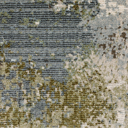 7' X 10' Blue And Green Abstract Area Rug
