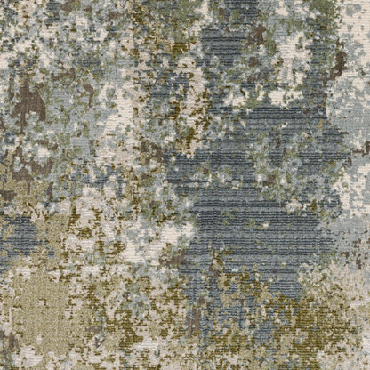 10' X 13' Blue Grey Green And Beige Abstract Power Loom Stain Resistant Area Rug