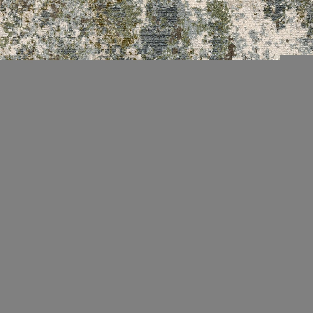 10' X 13' Blue Grey Green And Beige Abstract Power Loom Stain Resistant Area Rug