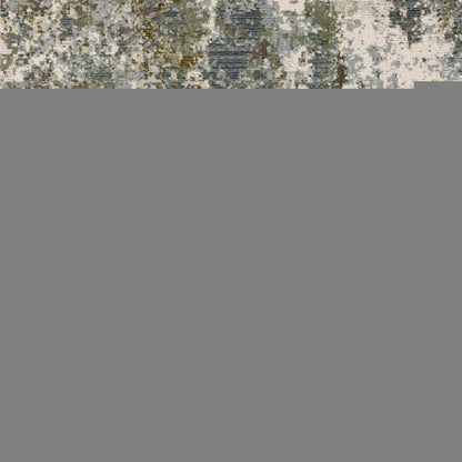 10' X 13' Blue Grey Green And Beige Abstract Power Loom Stain Resistant Area Rug