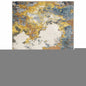 5' X 8' Yellow Gold Blue Grey Brown And Beige Abstract Power Loom Stain Resistant Area Rug