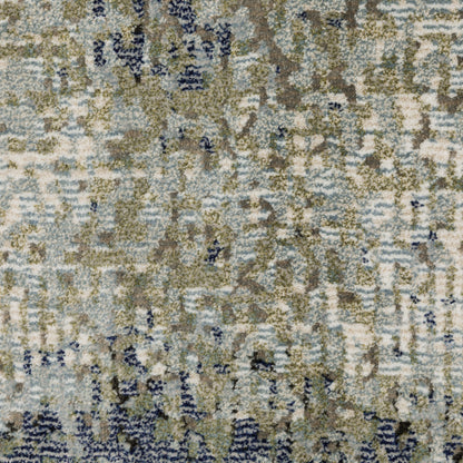 2' X 8' Blue Green Grey And Beige Abstract Power Loom Stain Resistant Runner Rug