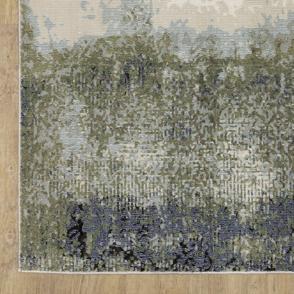 7' X 10' Blue And Green Abstract Area Rug