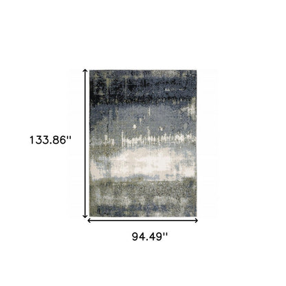 8' X 11' Blue And Green Abstract Area Rug