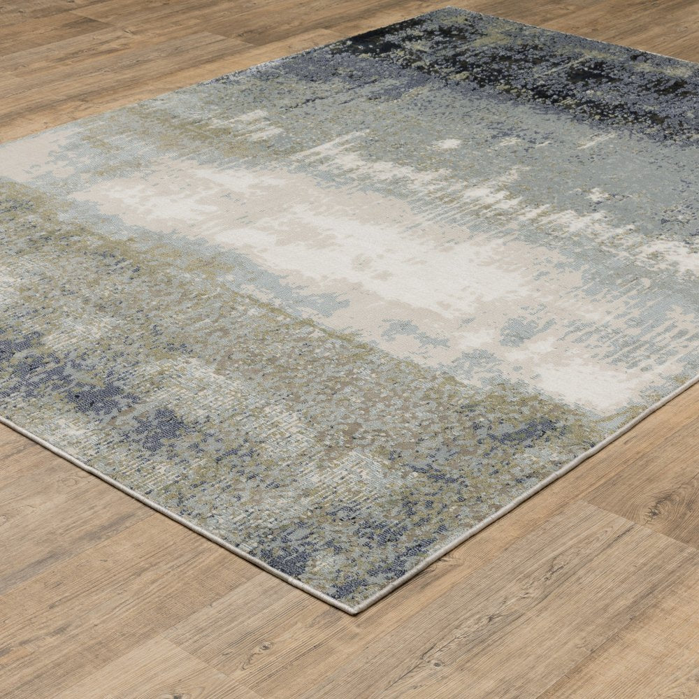 8' X 11' Blue And Green Abstract Area Rug