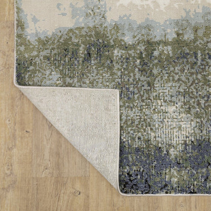 8' X 11' Blue And Green Abstract Area Rug