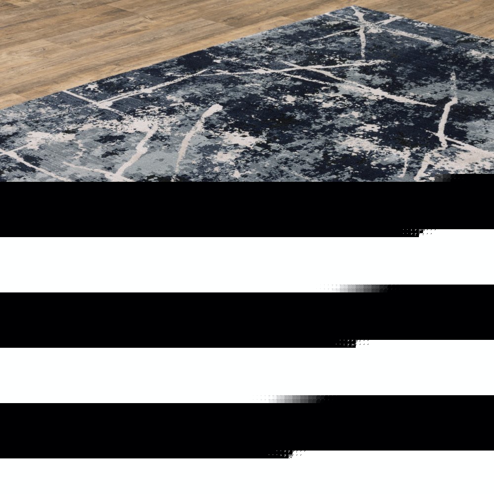 3' X 5' Blue Grey And Beige Abstract Power Loom Stain Resistant Area Rug