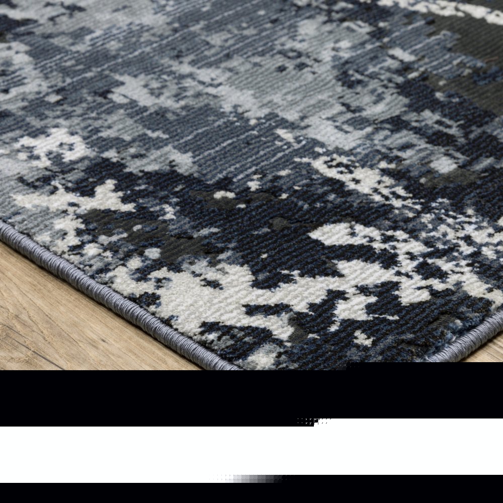 5' X 8' Blue Grey And Beige Abstract Power Loom Stain Resistant Area Rug