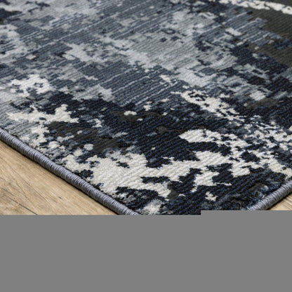 5' X 8' Blue Grey And Beige Abstract Power Loom Stain Resistant Area Rug