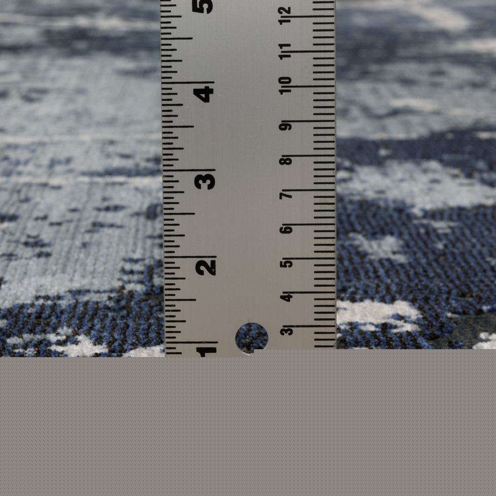 8' X 11' Blue Gray And Black Abstract Area Rug