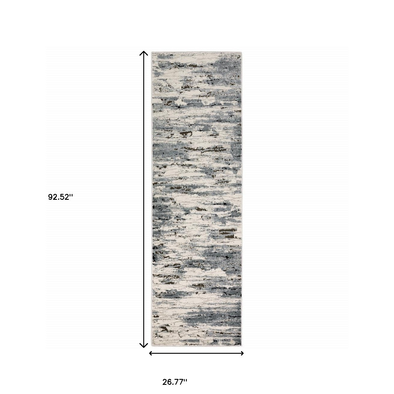 2' X 8' Blue Grey Beige And Brown Abstract Power Loom Stain Resistant Runner Rug