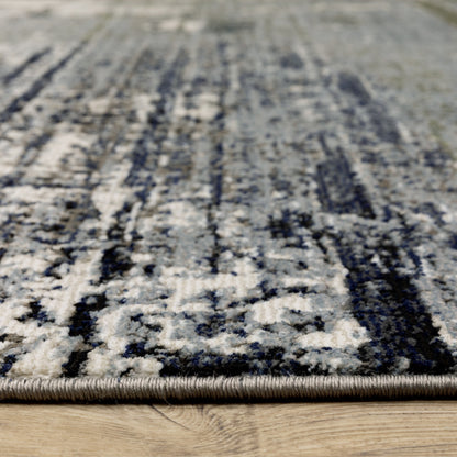 2' X 8' Blue Green Grey Brown And Beige Abstract Power Loom Stain Resistant Runner Rug