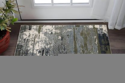3' X 5' Blue And Green Abstract Power Loom Area Rug