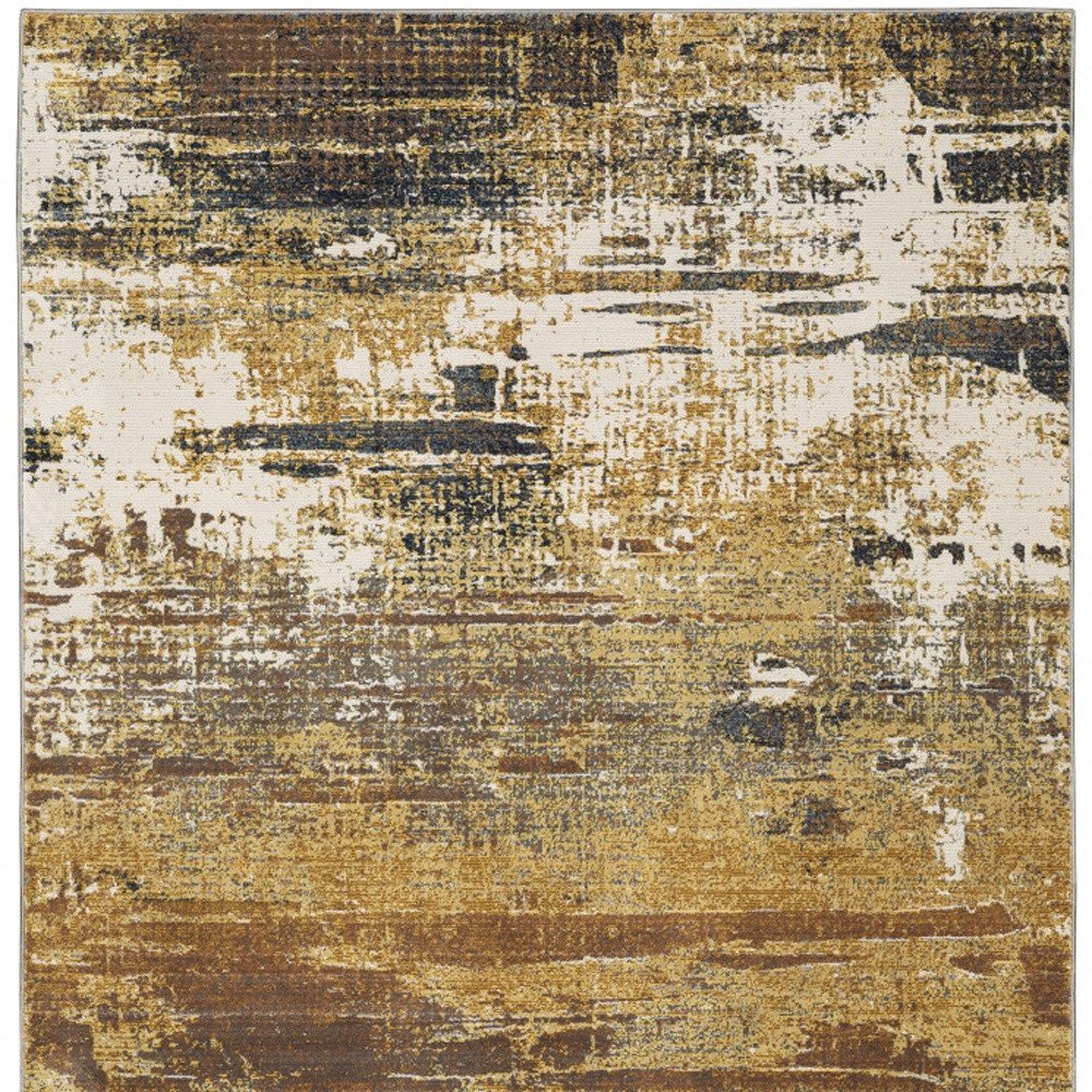 7' X 10' Gold And Beige Abstract Area Rug