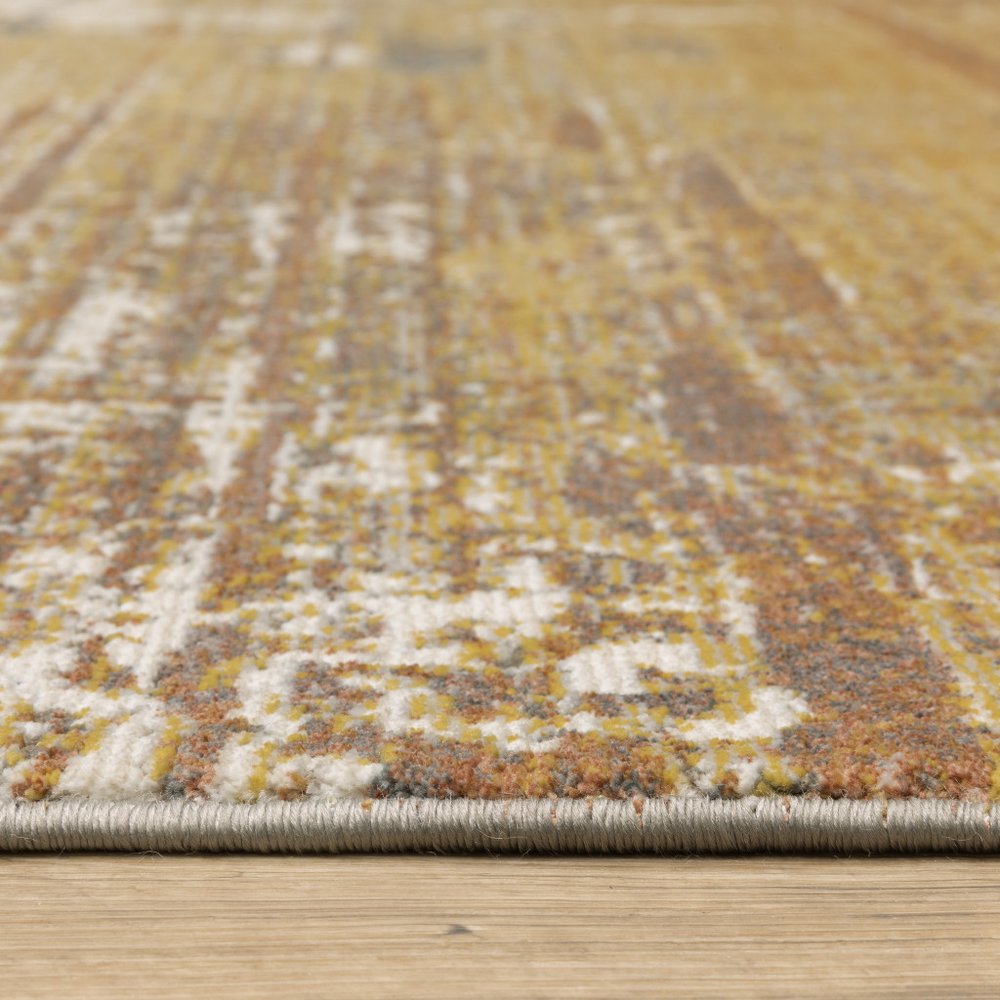7' X 10' Gold And Beige Abstract Area Rug