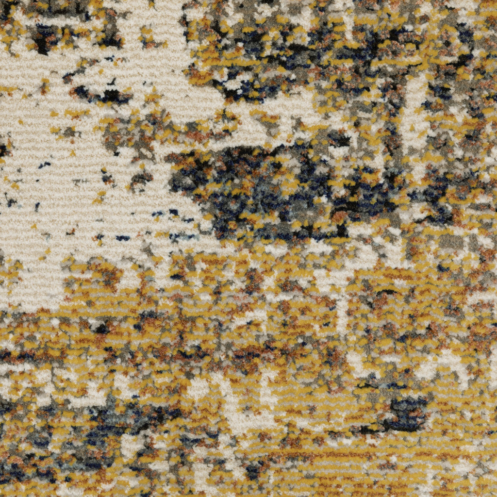 6' X 9' Gold Brown Rust Grey Blue And Beige Abstract Power Loom Stain Resistant Area Rug