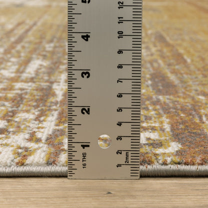 7' X 10' Gold And Beige Abstract Area Rug