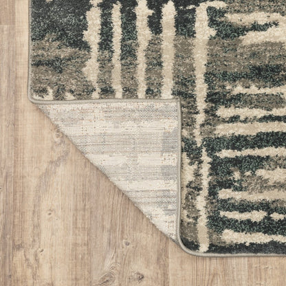 4' X 6' Blue And Beige Abstract Power Loom Stain Resistant Area Rug