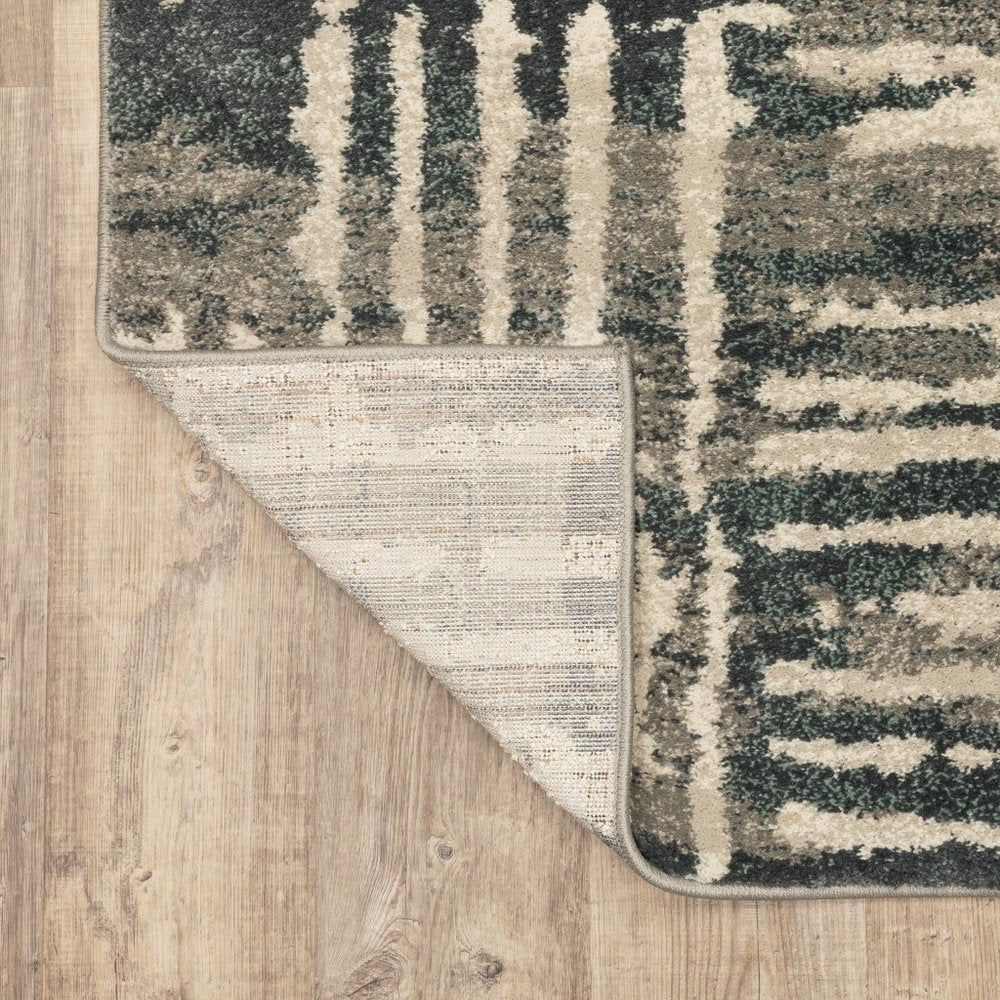 4' X 6' Blue And Beige Abstract Power Loom Stain Resistant Area Rug