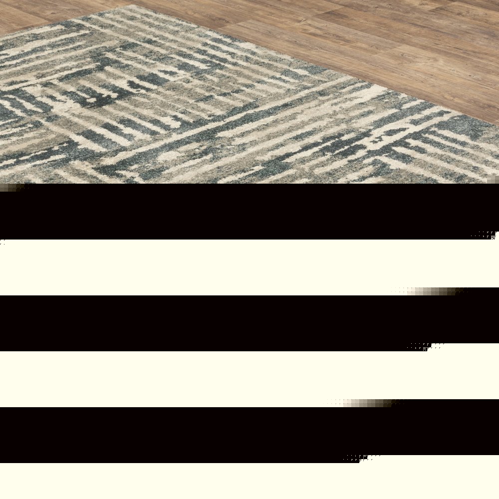 5' X 7' Blue And Beige Abstract Power Loom Stain Resistant Area Rug