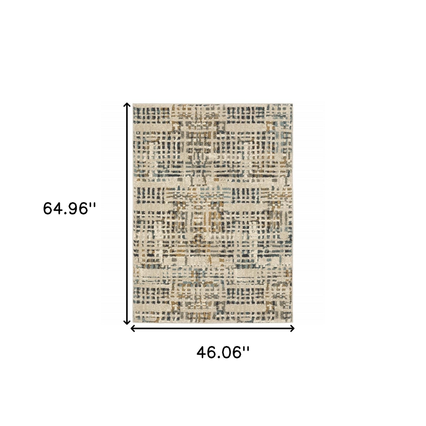 4' X 6' Beige Grey Blues Orange Yellow And Ivory Abstract Power Loom Stain Resistant Area Rug