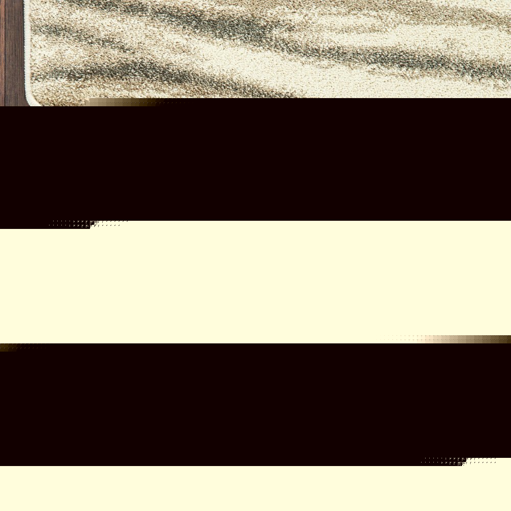 2' X 8' Ivory Sand And Ash Abstract Power Loom Stain Resistant Runner Rug