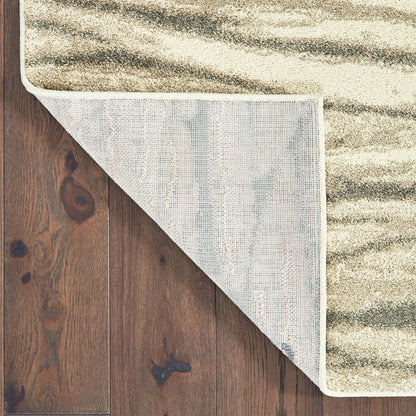 7' X 9' Ivory And Sand Abstract Shag Area Rug