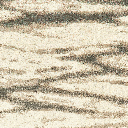 7' X 9' Ivory And Sand Abstract Shag Area Rug
