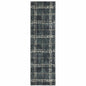 2' X 8' Blue And Ivory Geometric Power Loom Stain Resistant Runner Rug