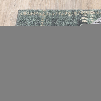 2' X 8' Blue And Ivory Geometric Power Loom Stain Resistant Runner Rug
