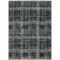 4' X 6' Blue And Ivory Geometric Power Loom Stain Resistant Area Rug