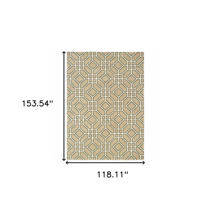 10' X 13' Sand And Ivory Geometric Power Loom Stain Resistant Area Rug