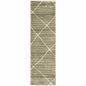 2' X 8' Grey And Ivory Geometric Power Loom Stain Resistant Runner Rug