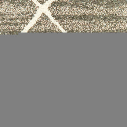 2' X 3' Grey And Ivory Geometric Power Loom Stain Resistant Area Rug
