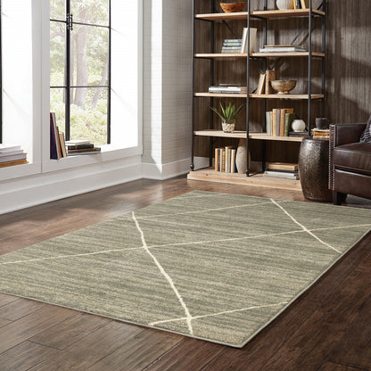 4' X 6' Grey And Ivory Geometric Power Loom Stain Resistant Area Rug