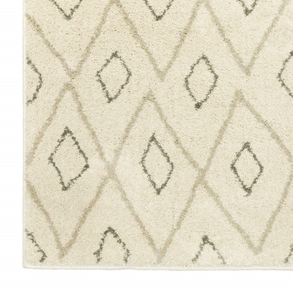 2' X 3' Sand Ash Grey And Ivory Geometric Power Loom Stain Resistant Area Rug