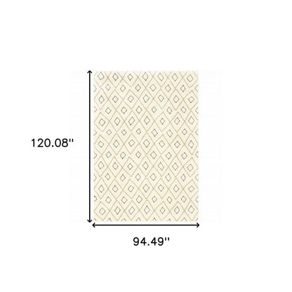 8' X 10' Sand Ash Grey And Ivory Geometric Power Loom Stain Resistant Area Rug
