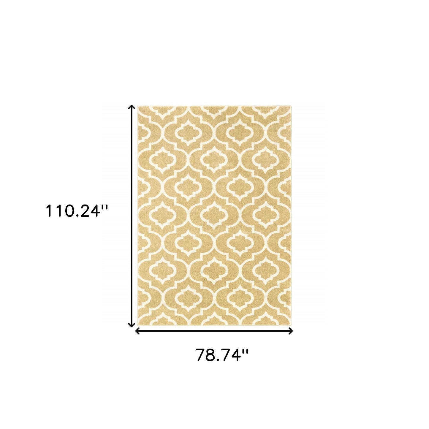 6' X 9' Gold And Ivory Geometric Power Loom Stain Resistant Area Rug