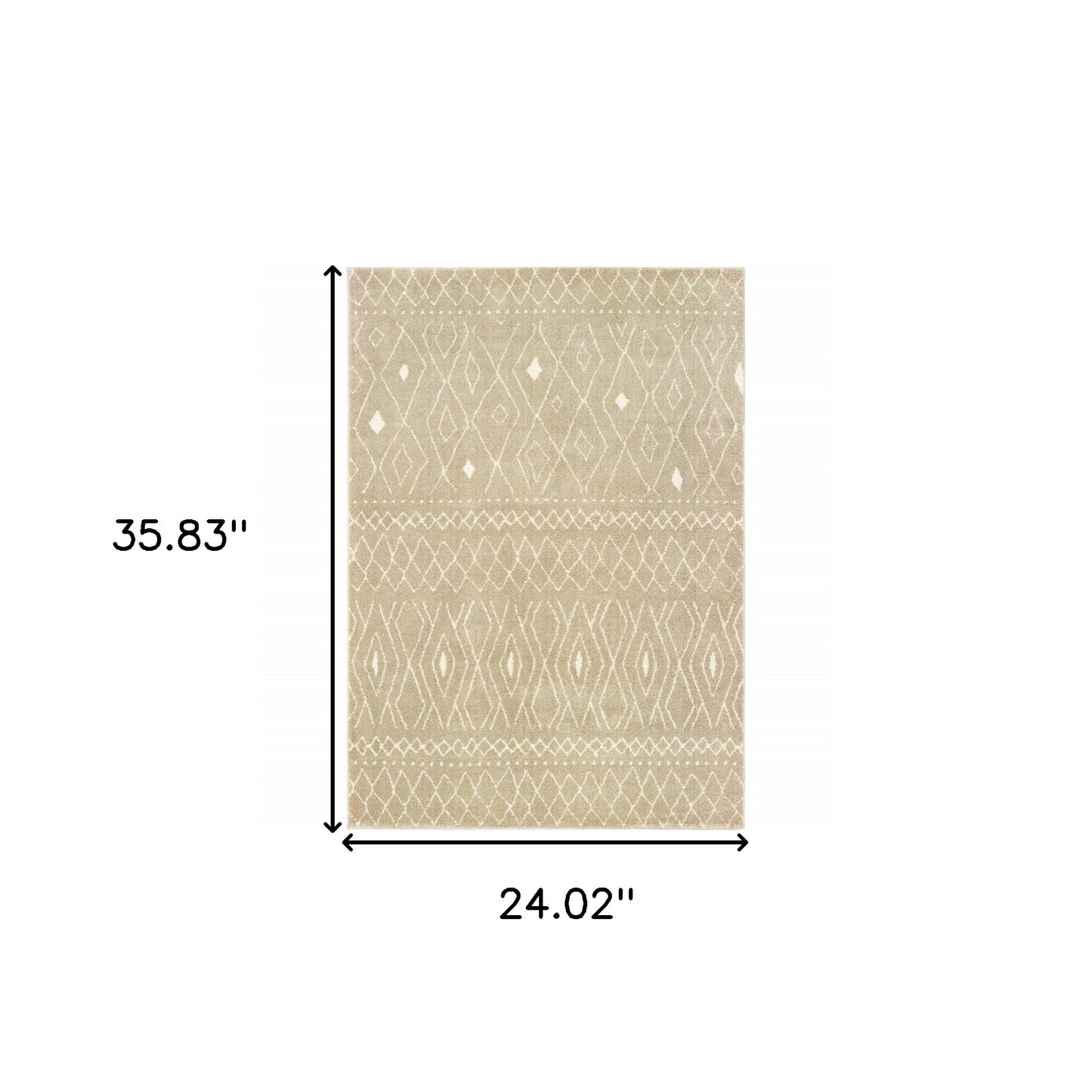 2' X 3' Sand And Ivory Geometric Power Loom Stain Resistant Area Rug