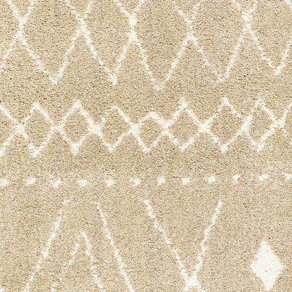 4' X 6' Sand And Ivory Geometric Power Loom Stain Resistant Area Rug