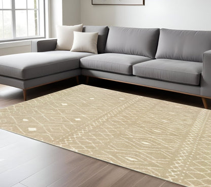 7' X 9' Sand Geometric Shag Area Rug