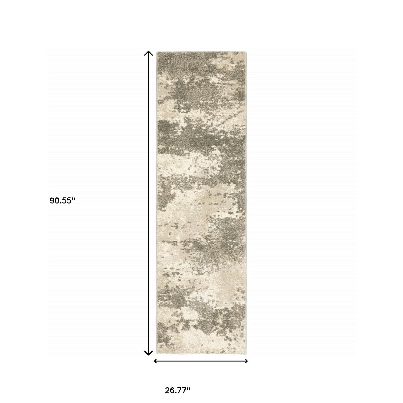 2' X 8' Beige And Grey Abstract Power Loom Stain Resistant Runner Rug