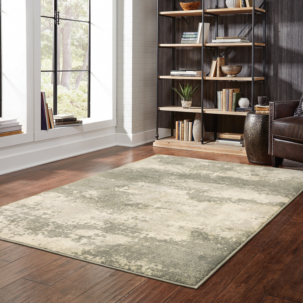 4' X 6' Beige And Grey Abstract Power Loom Stain Resistant Area Rug