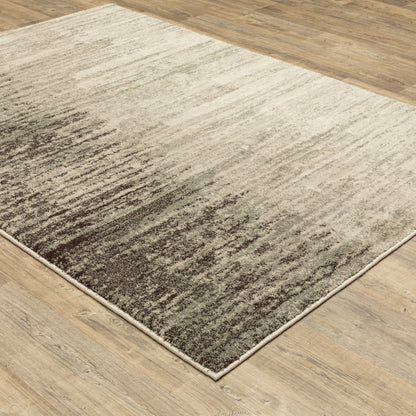 4' X 6' Beige And Grey Abstract Power Loom Stain Resistant Area Rug