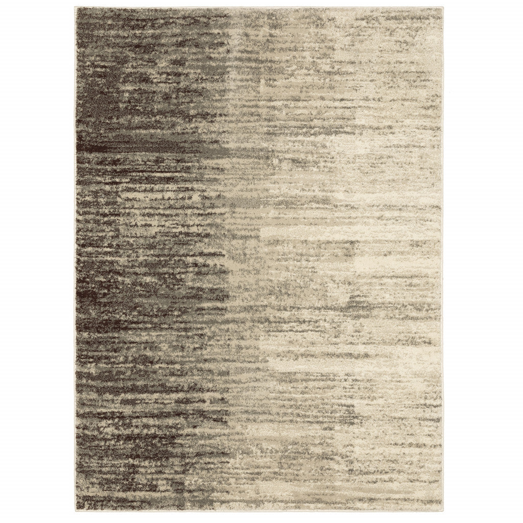 10' X 13' Beige And Grey Abstract Power Loom Stain Resistant Area Rug