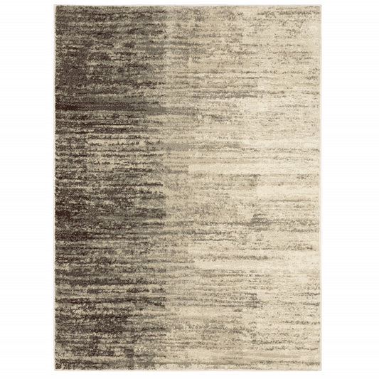 10' X 13' Beige And Grey Abstract Power Loom Stain Resistant Area Rug