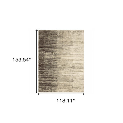 10' X 13' Beige And Grey Abstract Power Loom Stain Resistant Area Rug