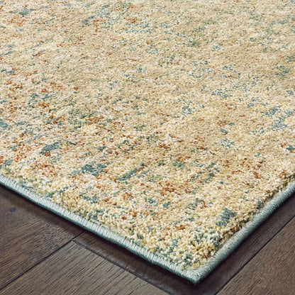 4' X 6' Foam Blue Pumpkin And Golden Yellow Abstract Power Loom Stain Resistant Area Rug